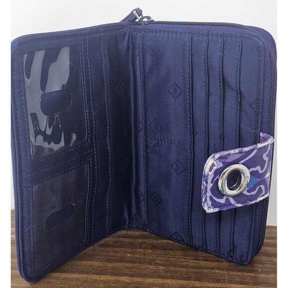 Vera Bradley RFID Turnlock Wallet Organizer Retired Java Purple *Flaws* - Picture 8 of 14